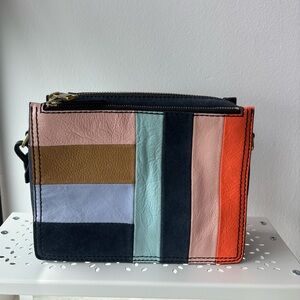 Fossil Campbell Leather Crossbody Bag - Bright Patchwork color (read desc!)